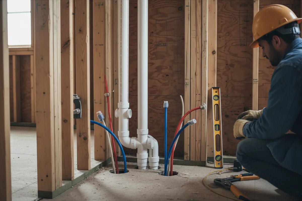 Drain and supply rough-in during Leak Detection in New Providence